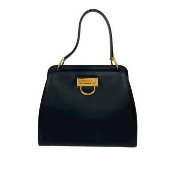 Celine Double-Faced Gancini Leather Handbag/Tote Bag In Navy Blue