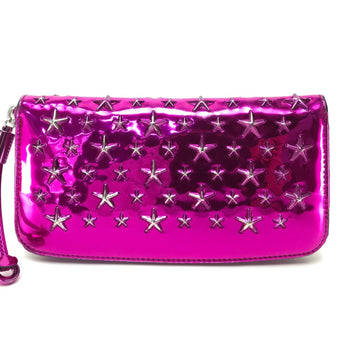 Jimmy Choo 163Filipa.Cim Zip Around Long Wallet Filipa Star Studs Long Wallet Purple Metallic Purple