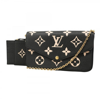 Louis Vuitton Monogram Empreinte Two-Tone Pochette Felicie Shoulder Wallet M82479 Black/Beige