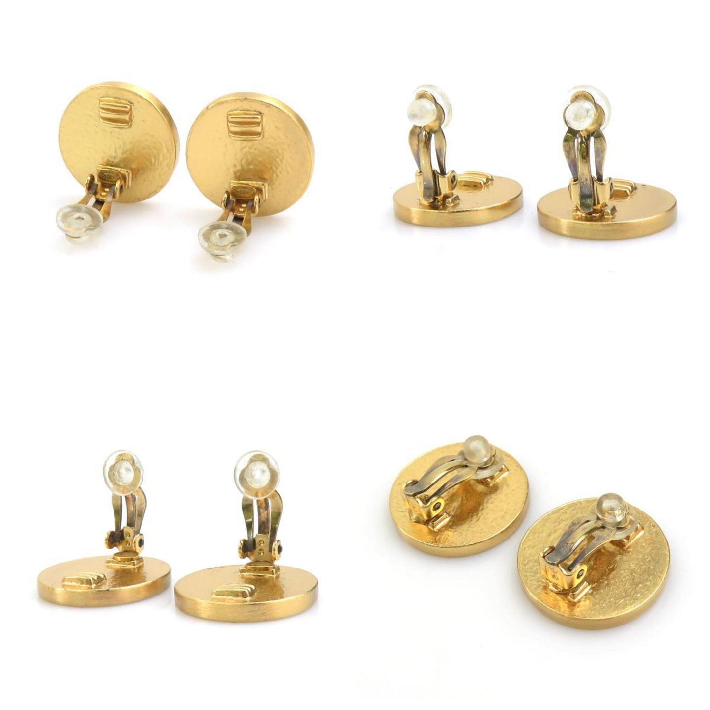 Chanel Coco Mark Metal Enamel Earrings In Gold