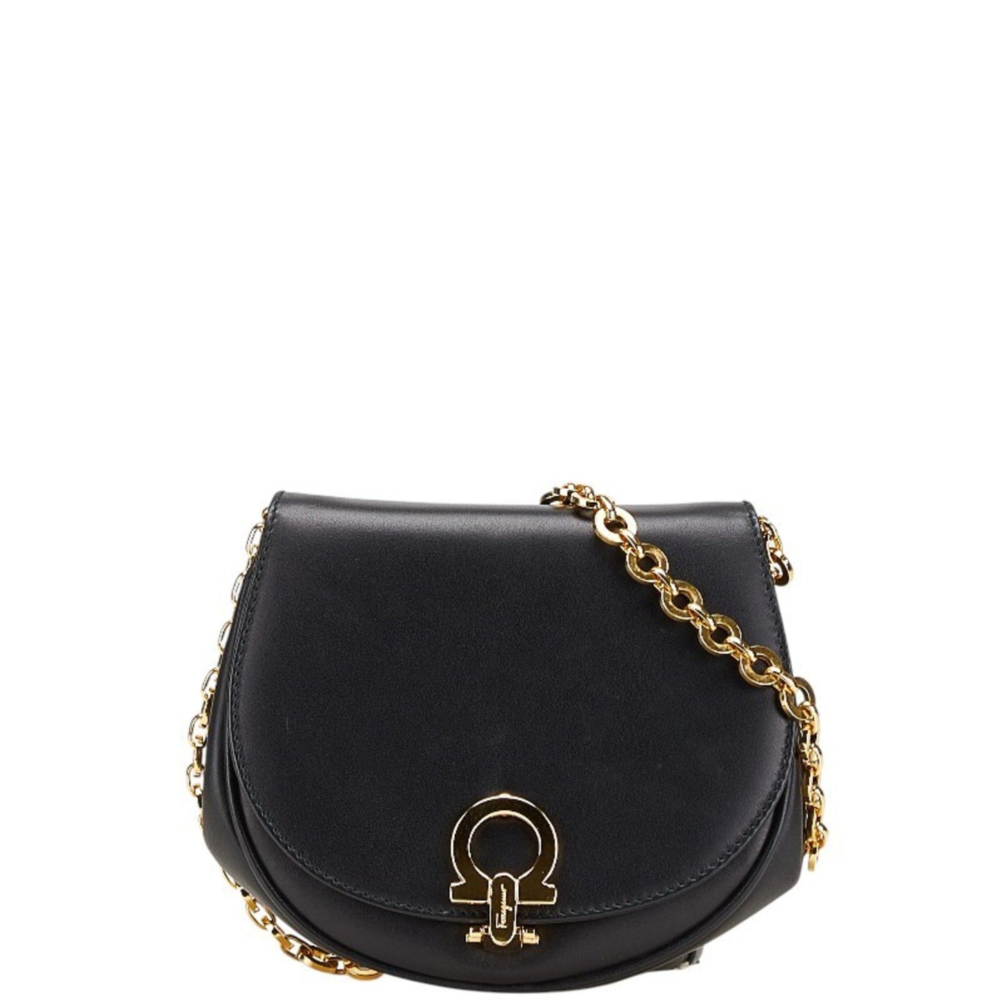 Salvatore Ferragamo Gancini Crossbody Chain Shoulder Bag Aq214204 Black Leather