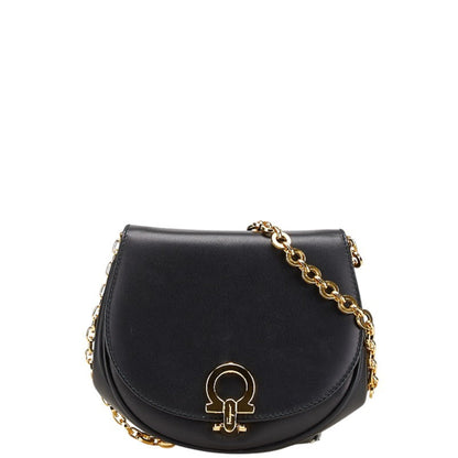 Salvatore Ferragamo Gancini Crossbody Chain Shoulder Bag Aq214204 Black Leather