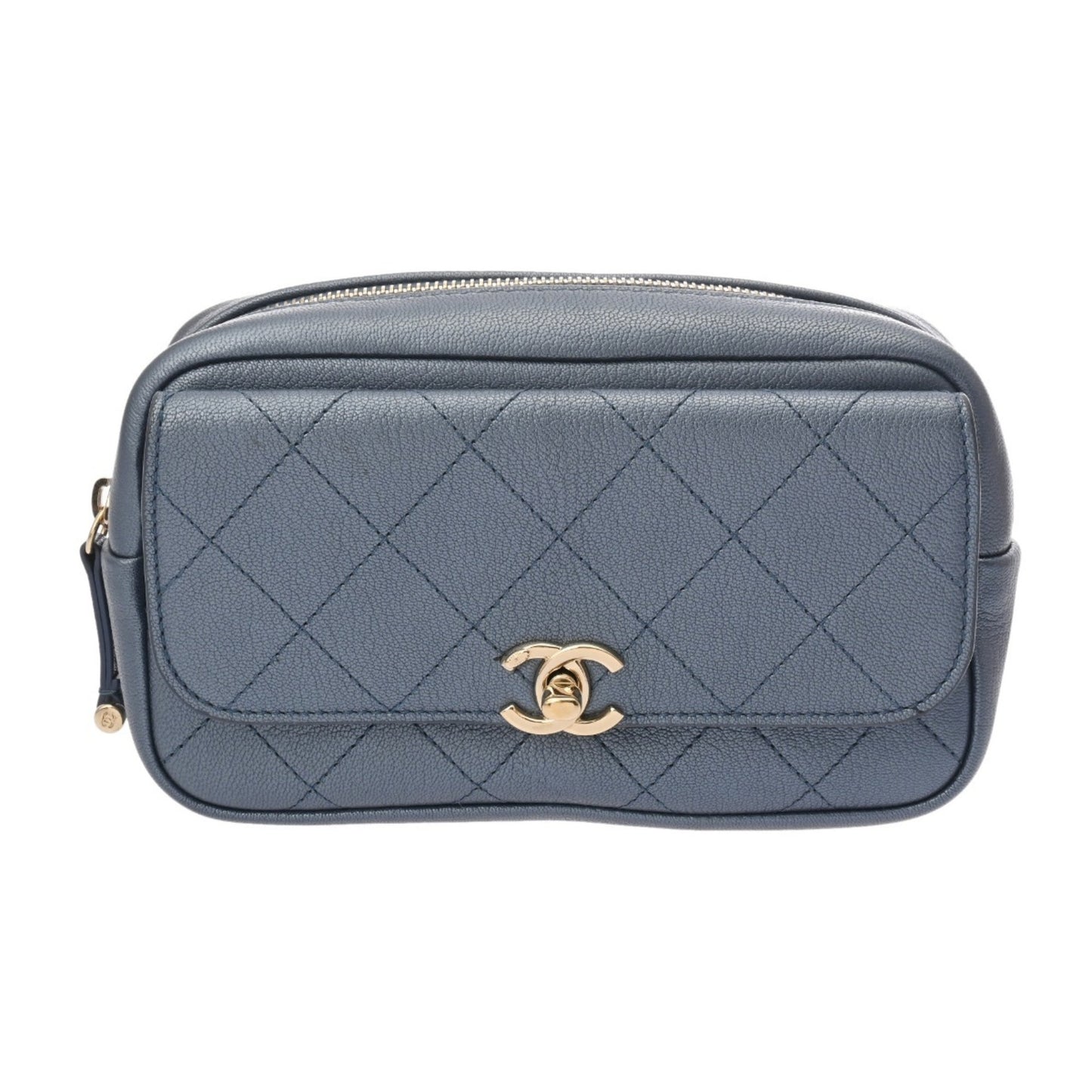 Chanel Affinity Metallic Blue Women'S Calfskin Waist Bag