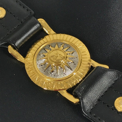 Versace Logo Sunburst Tote Bag With Chain Shoulder In Nylon/Leather