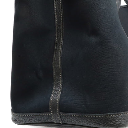 Hermes Garden Pm Tote Bag Handbag Toile Officier Canvas Leather Black