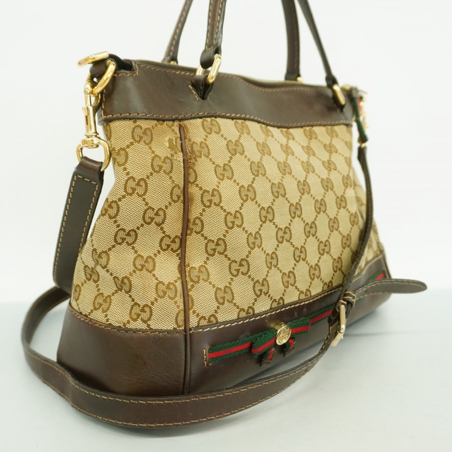 Gucci Gg Canvas Sherry Line Mayfair Handbag 269894 Brown 2-Way Bag