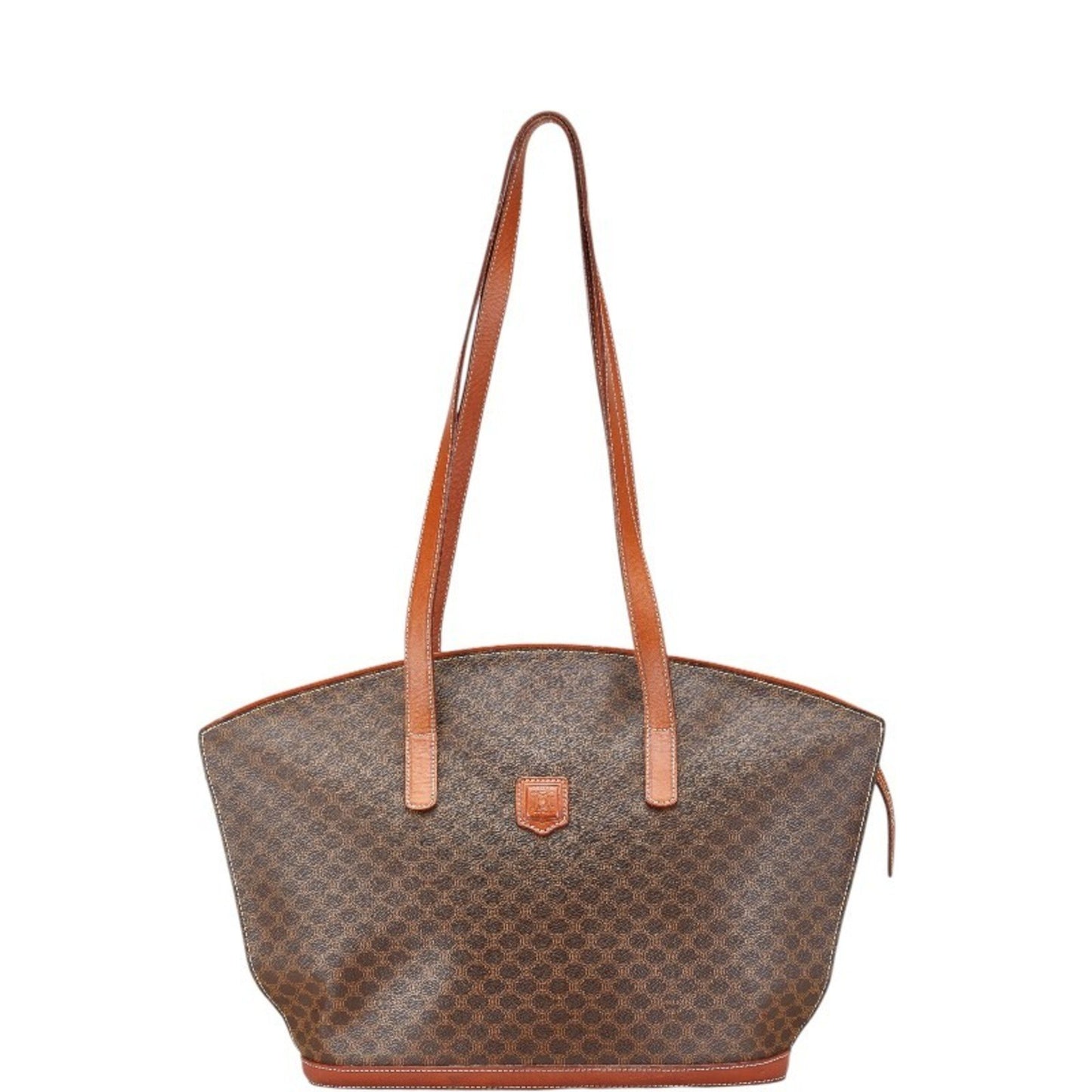 Celine Macadam Shoulder Bag Tote Brown Leather