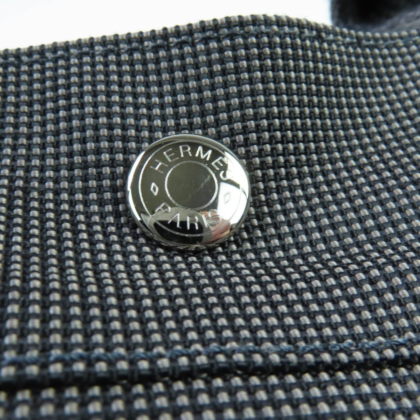 Hermes Air Line Mm Silver Hardware Serie Button Canvas Tote Bag Gray Made In France