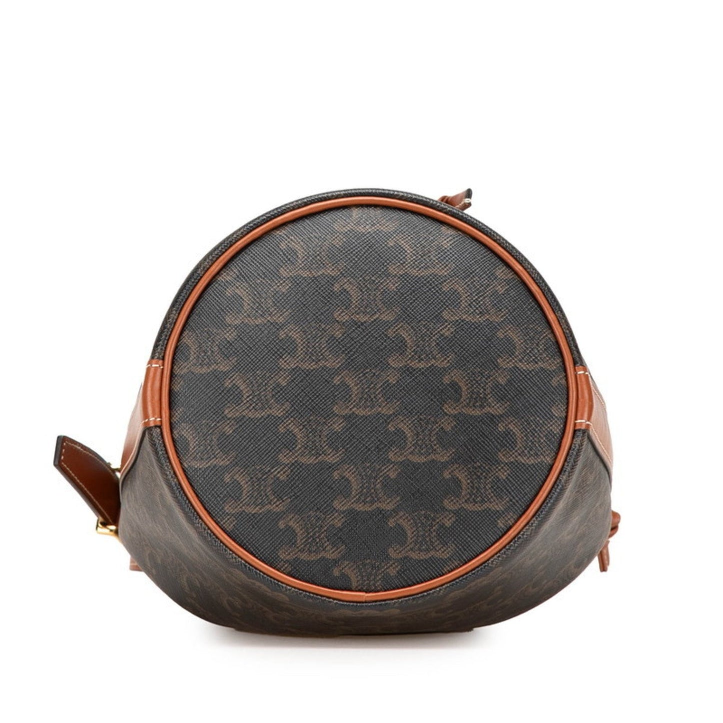 Celine Triomphe Small Drawstring Crossbody Shoulder Bag In Brown Leather