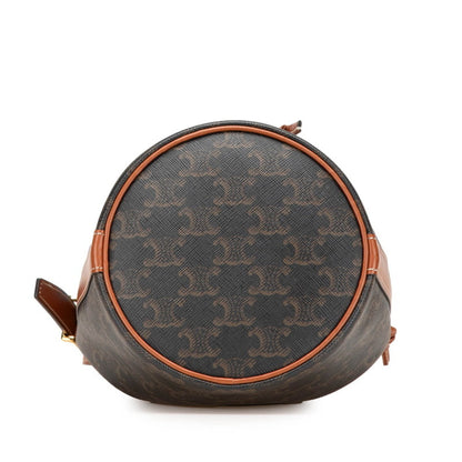 Celine Triomphe Small Drawstring Crossbody Shoulder Bag In Brown Leather