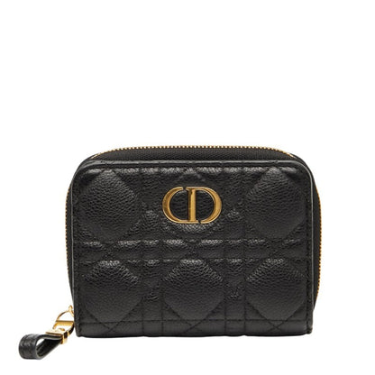 Christian Dior Dior Caro Scarlet Wallet Bifold Black Gold Leather