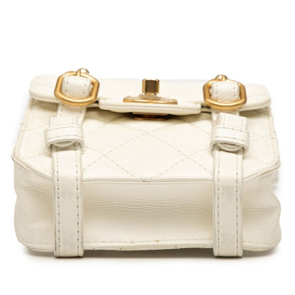 Chanel Matelasse Mini Flap Bag Shoulder White Lambskin