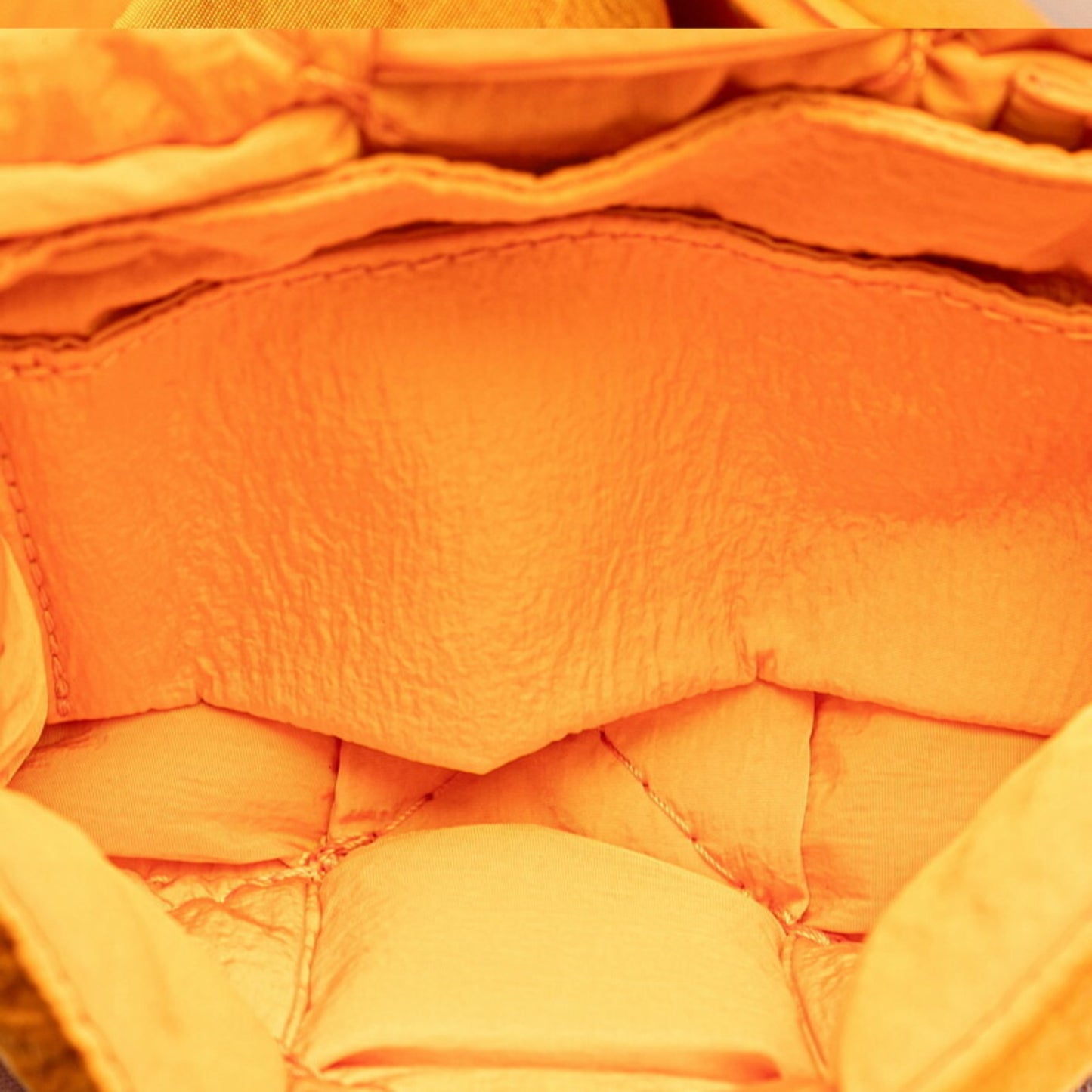 Bottega Veneta Maxi Intrecciato Padded Tech Cassette Shoulder Bag Orange Nylon