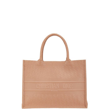 Christian Dior Dior Oblique Book Tote Medium Bag Handbag Pink Beige Leather
