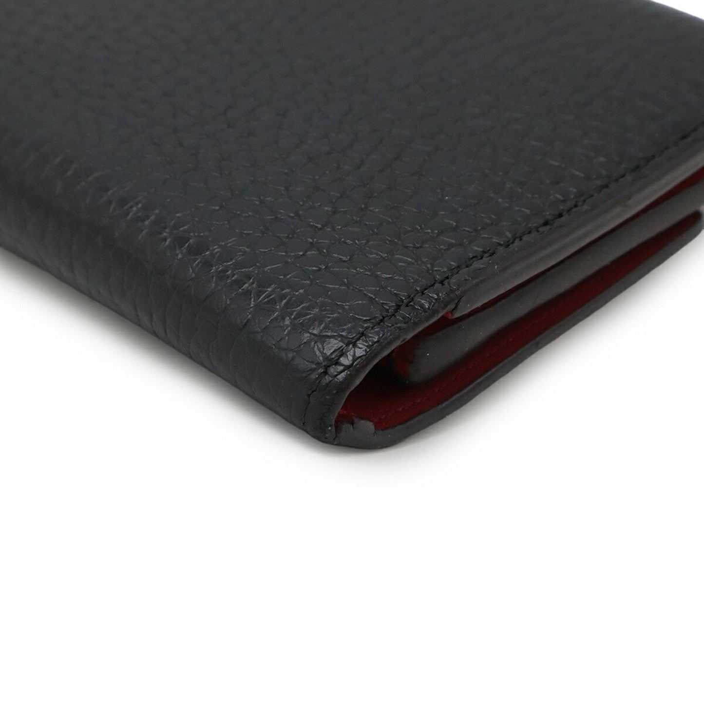 Louis Vuitton Portefeuille Capucines Compact Tri-Fold Wallet In Taurillon Leather Noir And Hot Pink