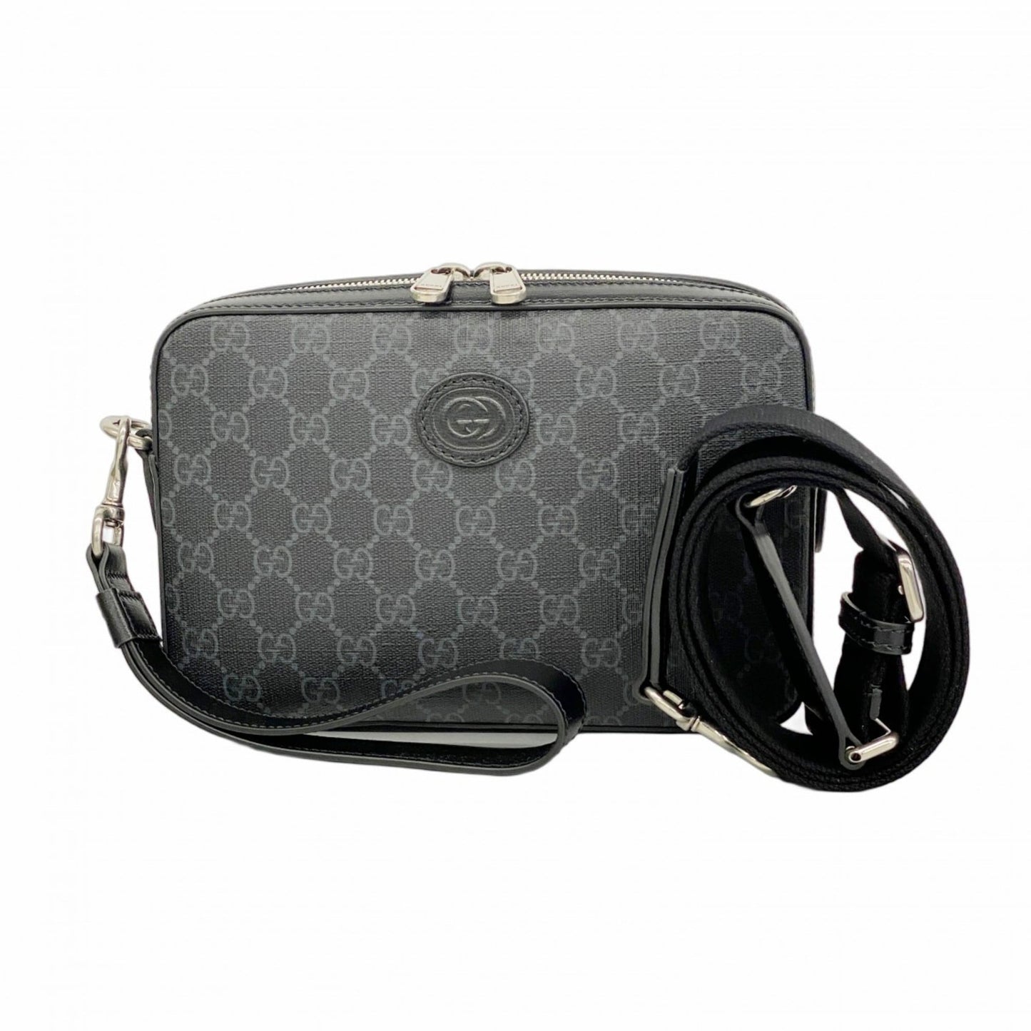 Gucci Gg Supreme Clutch Bag 703468 Black 2-Way