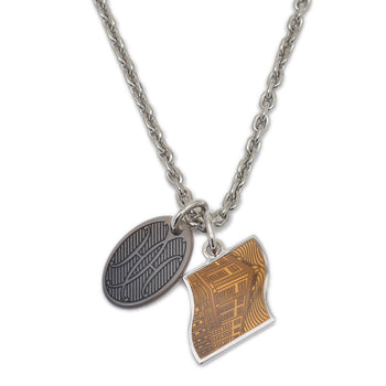 Hermes Herms Parade Necklace Buffalo Horn Silver Orange