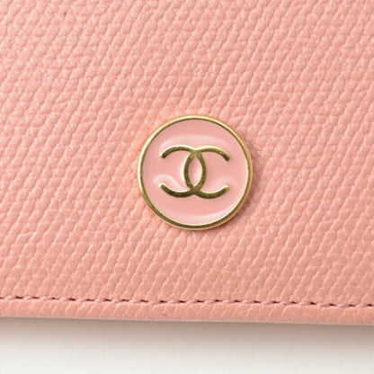 Chanel Wallet Long Here Mark Button Motif Leather Rose A20904