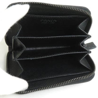 Prada Wallet/Coin Case Leather Black Silver
