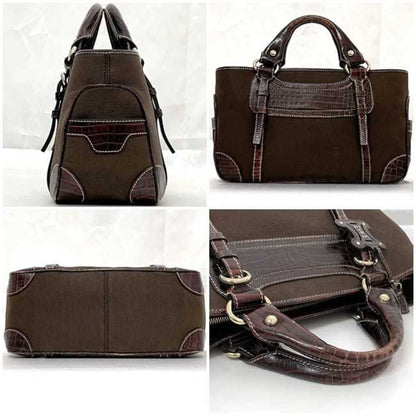Celine Handbag Boogie Bag Ec-23439 Brown Leather Jacquard Canvas Wc-St-0047 Celine Tote