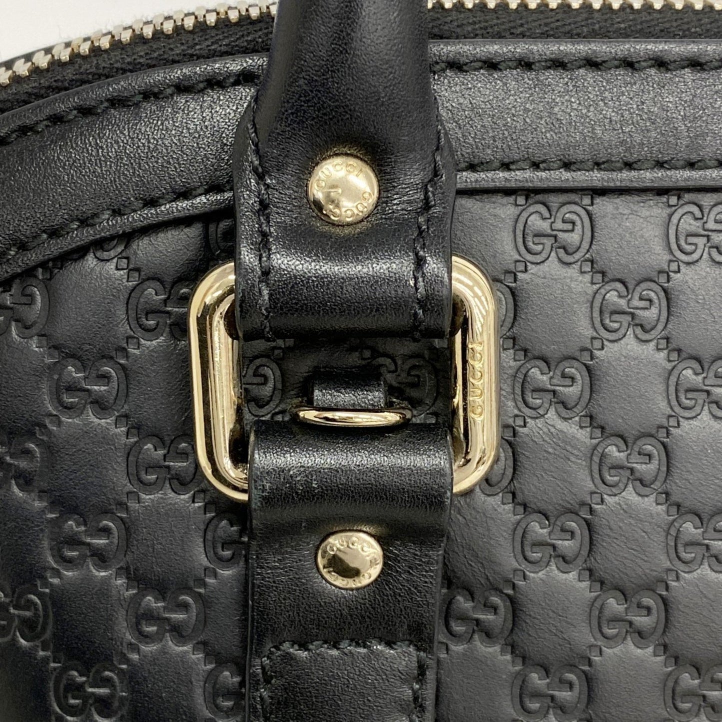 Gucci Micro Guccissima Handbag 449663 Leather Black Champagne