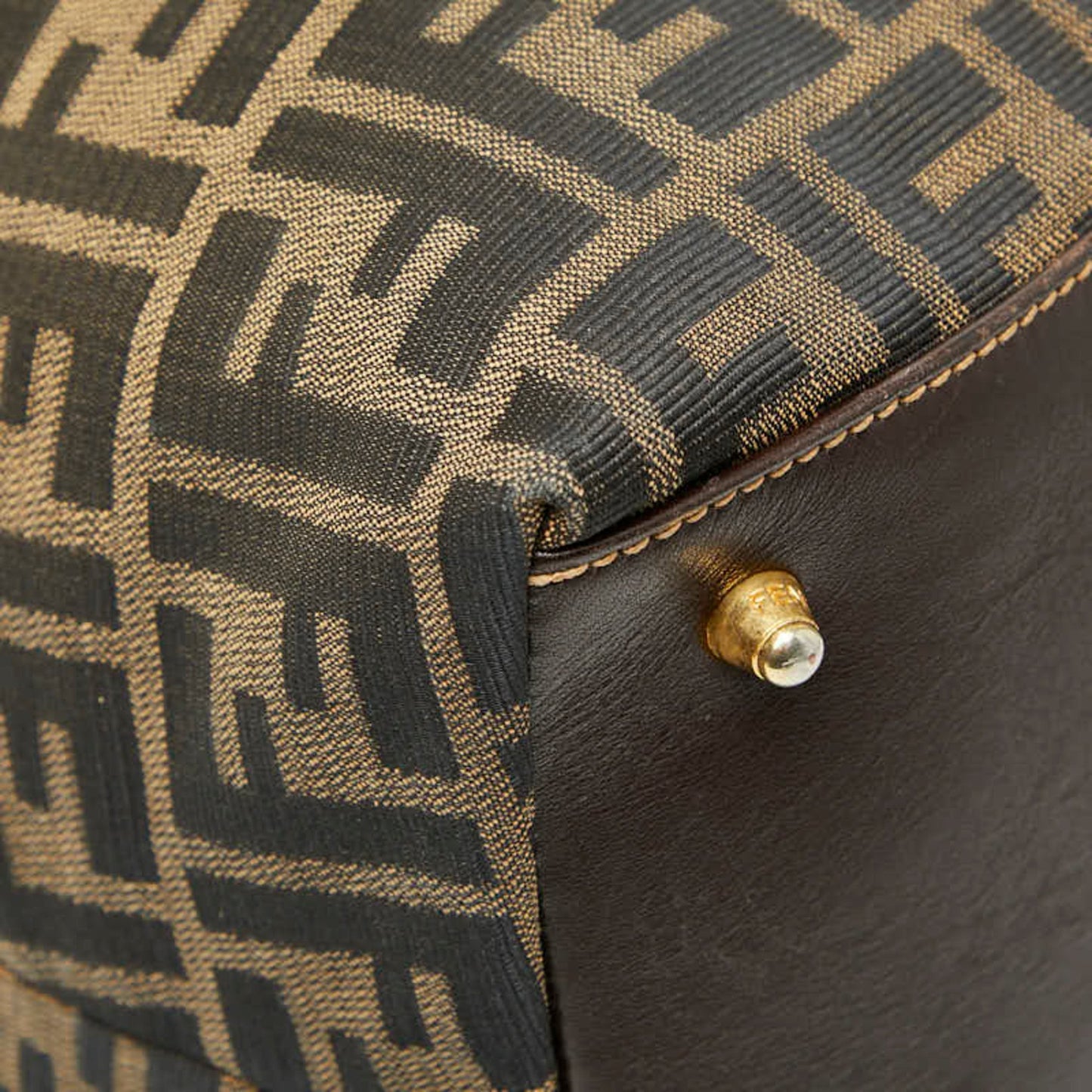 Fendi Zucca Handbag Tote Bag Brown Canvas