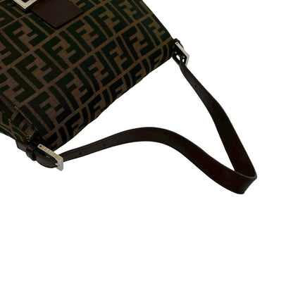 Fendi Mamma Bucket Ff Logo Print Leather Canvas Semi-Shoulder Bag/Handbag Brown 30404