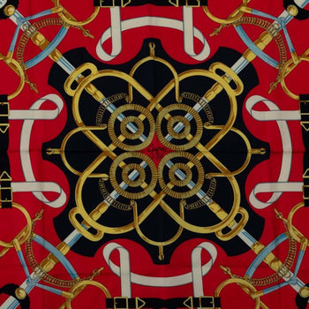 Hermes Carr 90 Eperon D'Or Golden Spur Scarf Muffler Navy Multicolor Silk
