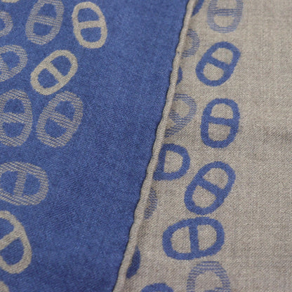 Hermes Men'S Cashmere And Silk Chaine D'Ancre All-Over Print Two-Tone Stole/Scarf In Blue Light