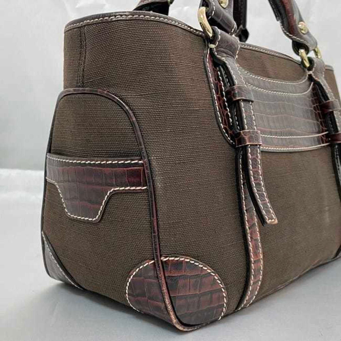 Celine Handbag Boogie Bag Ec-23439 Brown Leather Jacquard Canvas Wc-St-0047 Celine Tote