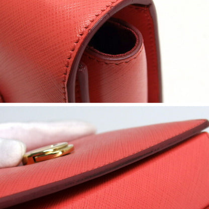 Salvatore Ferragamo Vara Ribbon Chain Shoulder Bag Coral
