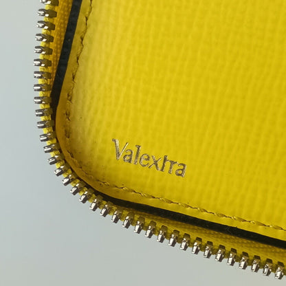Valextra Zip-Around Card Holder V8L34 In Yellow Grained Calfskin For Men And Women