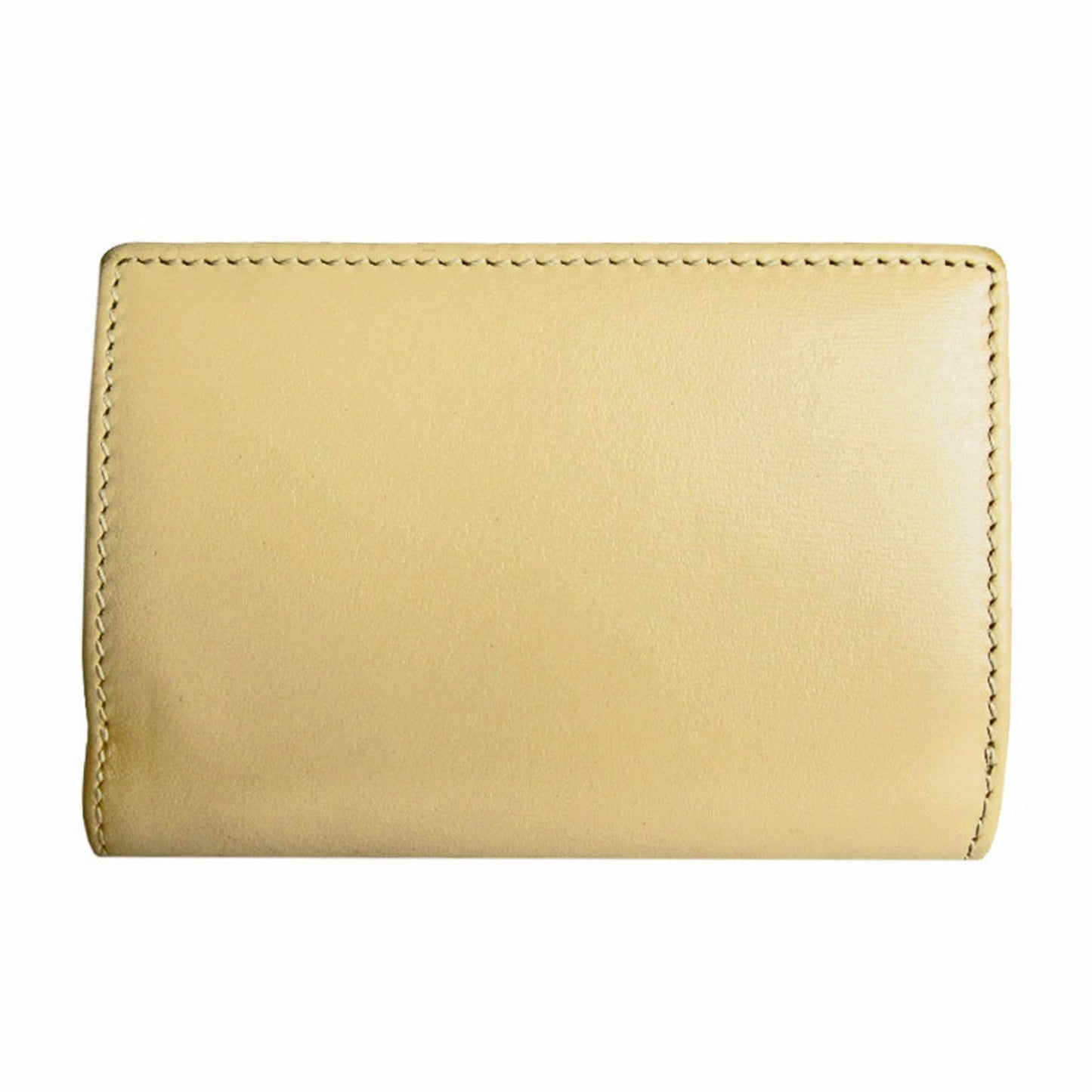 Gucci Tri-Fold Wallet Compact Horsebit Leather Beige Gold