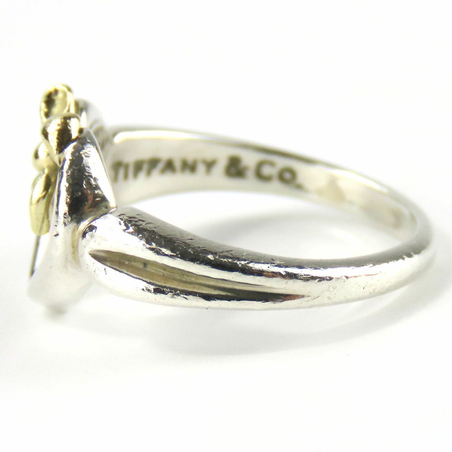 Tiffany & Co. Ring Heart Ribbon Silver 925 K18Yg Approx. 3.2G Yellow Gold #9.5