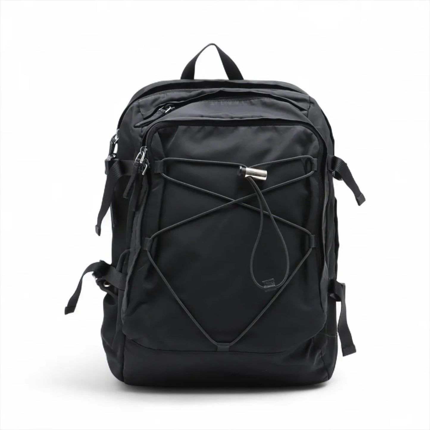 Prada Tessuto Nylon Triangle Logo Vz0055 Leather Backpack