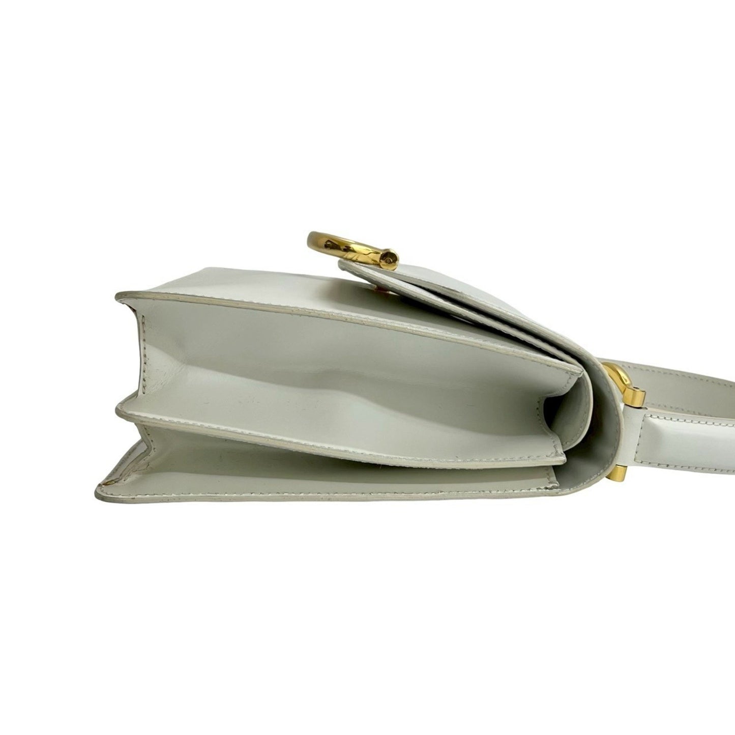 Celine Logo Gold Calf Leather Handbag Mini Tote Bag White 15154