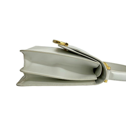 Celine Logo Gold Calf Leather Handbag Mini Tote Bag White 15154