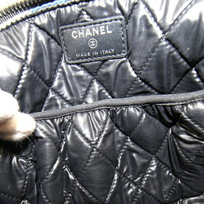 Chanel Pouch Blue Black Off-White Nylon