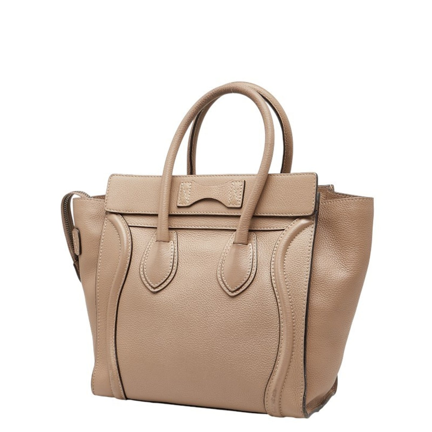 Celine Luggage Micro Shopper Handbag In Beige Leather