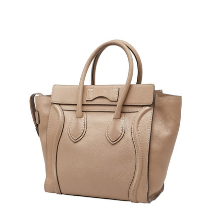 Celine Luggage Micro Shopper Handbag In Beige Leather