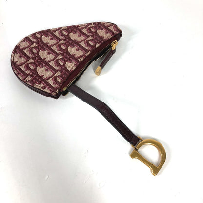 Christian Dior Oblique Wallet Coin Compartment Coin Purse Wine-Red