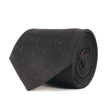 Gucci Gg Monogram Web Stripe Silk Tie