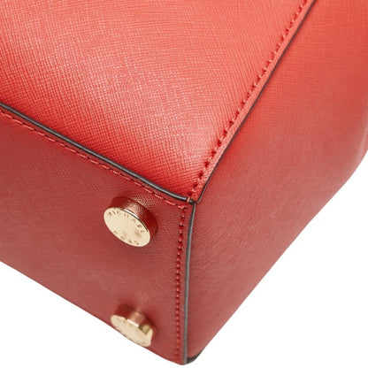 Michael Kors Logo Hardware Handbag Tote Bag Red Leather