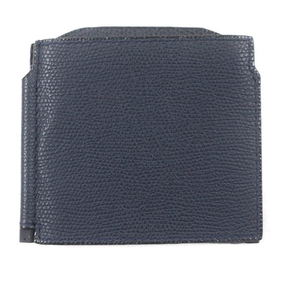 Valextra Double Money Clip Leather Wallet/Billfold In Dark Navy With Silver Hardware