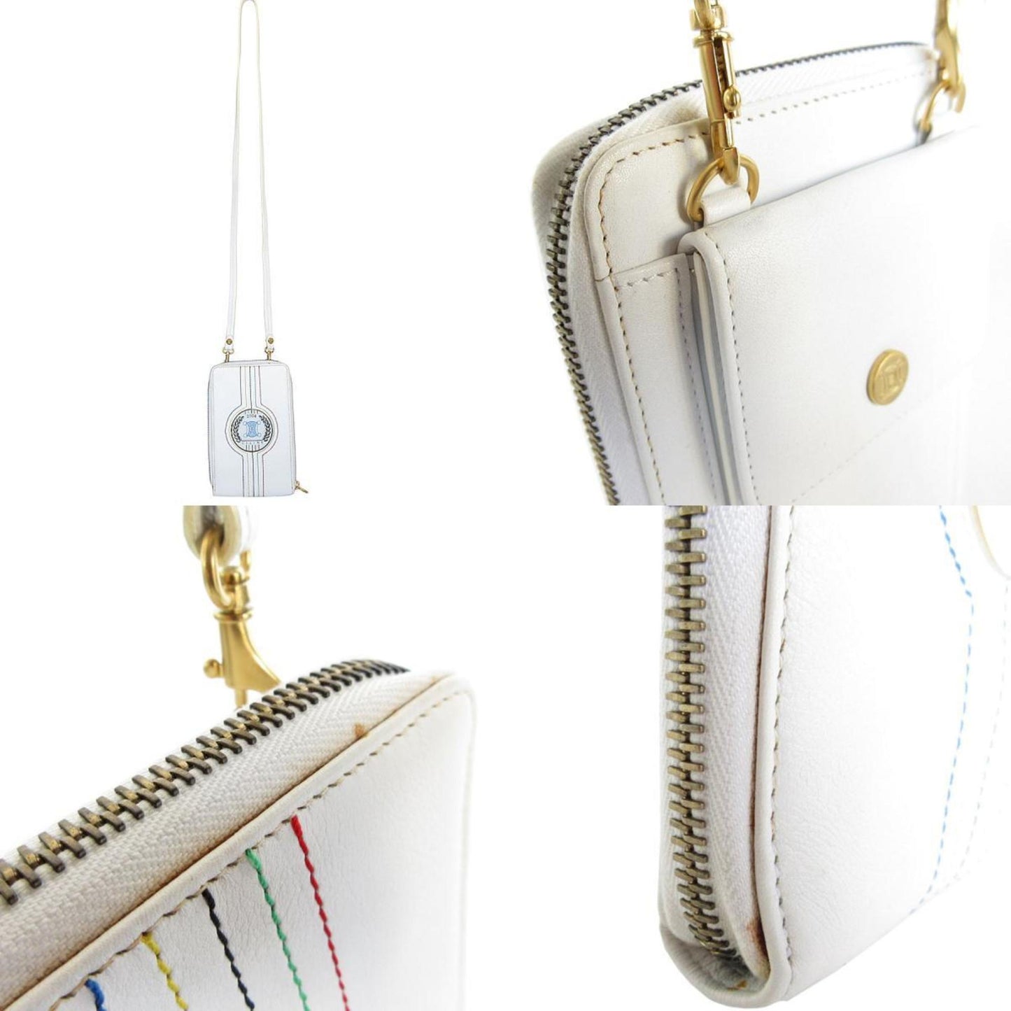 Celine Pochette 2004 Olympic Limited Edition Leather White Gold