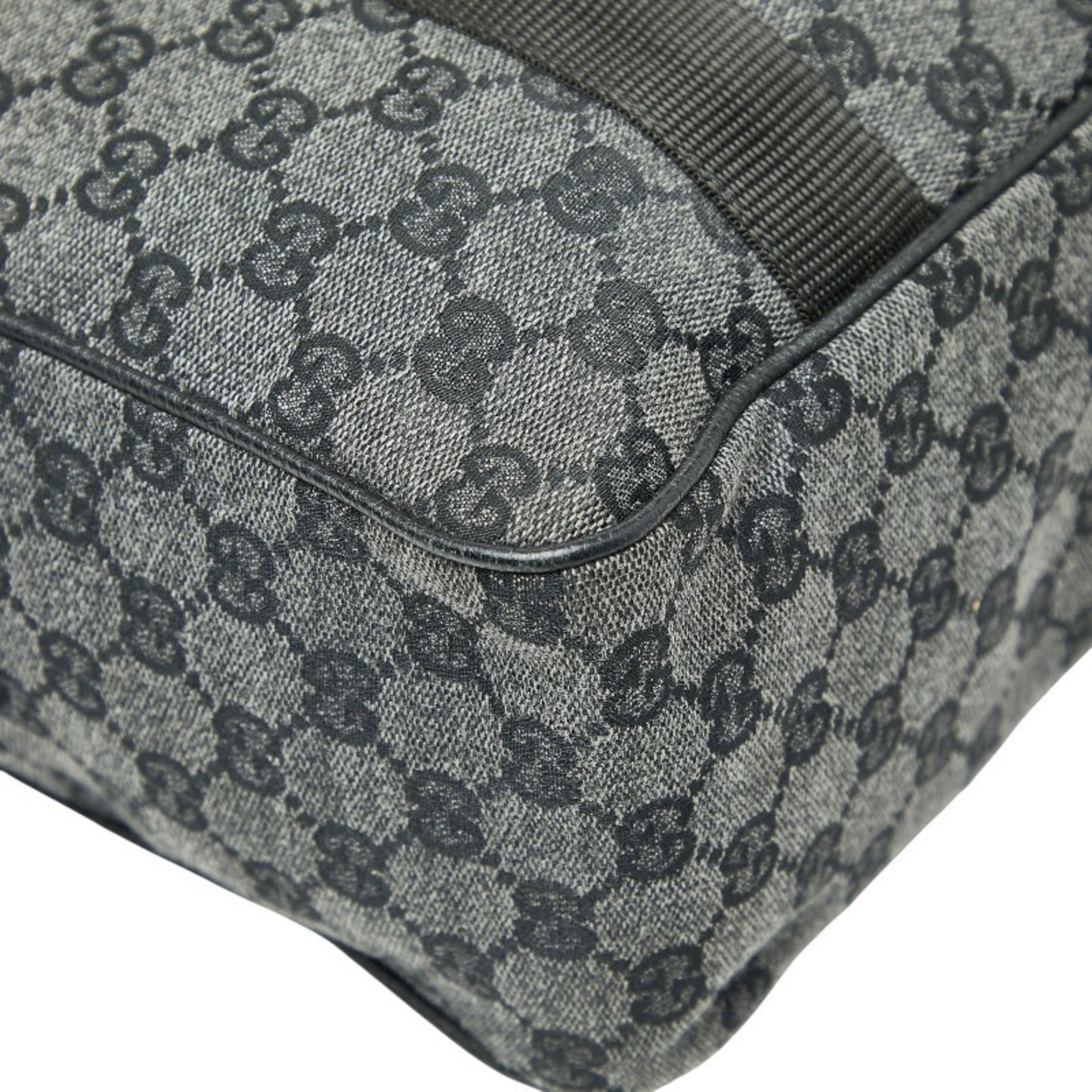 Gucci Gg Canvas Business Bag Handbag 282529 Gray Black Leather