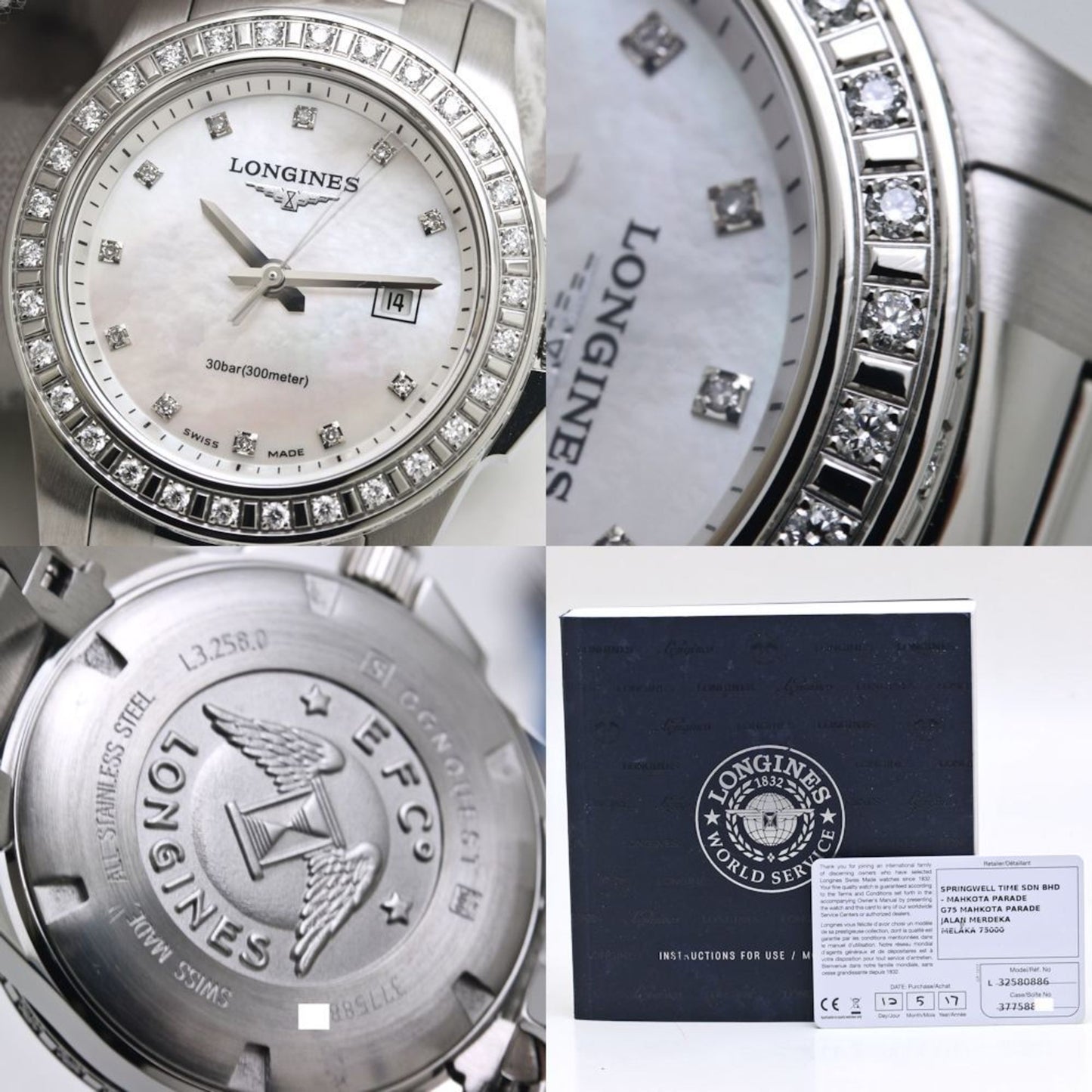 Longines Conquest L3.258.0.88.6 White Shell 11-Piece Diamond Bezel Women'S Watch