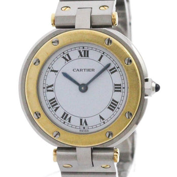 Cartier Santos Round 18K Gold Steel Quartz