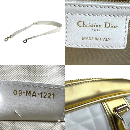 Christian Dior Vibe Medium Handbag Shoulder Bag In White And Gold