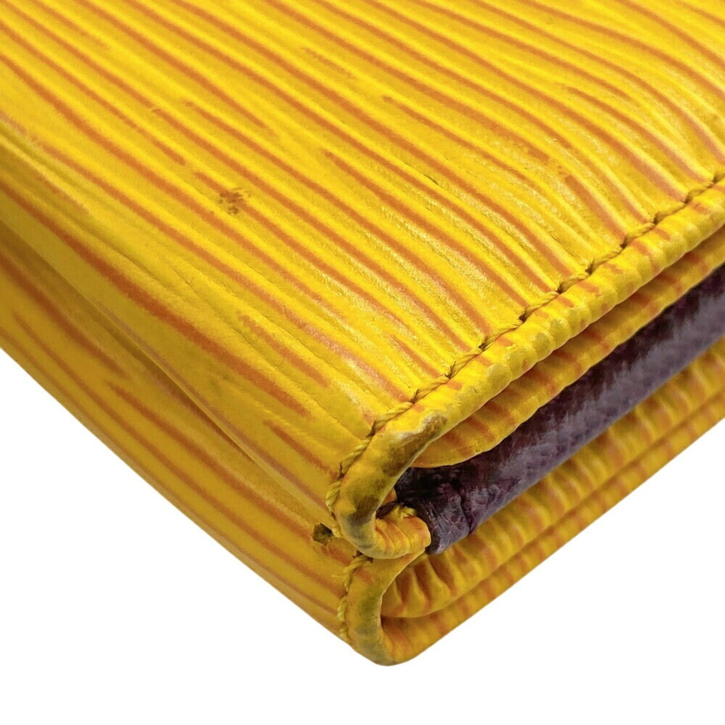 Louis Vuitton M63489 Porte Monnaie Bi-E Carte Credit Compact Wallet Epi Tri-Fold Yellow